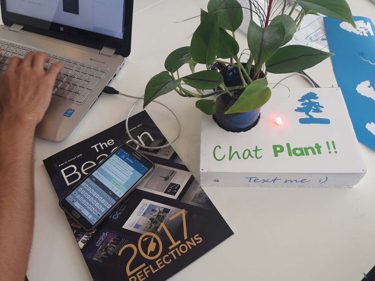 Photo taken when programming a new feature for the Chat Plant project